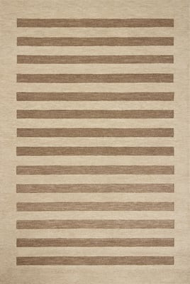 Craven CVN-05 Oatmeal/Bark Wool Handmade Striped Area Rug | Rugs Direct