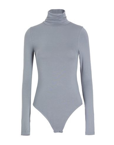 8 By Yoox Viscose L/sleeve Roll-neck Brief Bodysuit Woman Bodysuit Grey Size S Viscose, Elastane | YOOX (US)