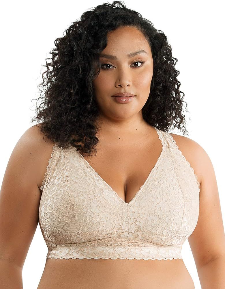 PARFAIT Adriana P5482 Women's Curvy and Full Bust Supportive Wire-Free Lace Bra | Amazon (US)