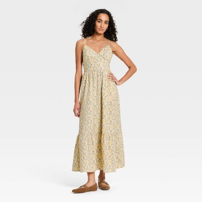 Women's Pullover Maxi A-Line Dress - Universal Thread™ Yellow Floral S | Target