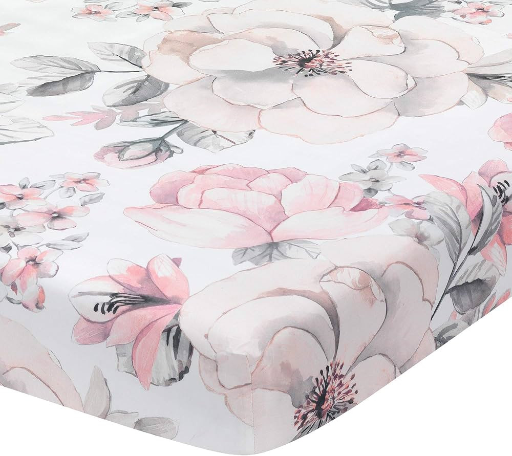 Lambs & Ivy Signature Botanical Baby Watercolor Floral Cotton Crib Sheet- White | Amazon (US)