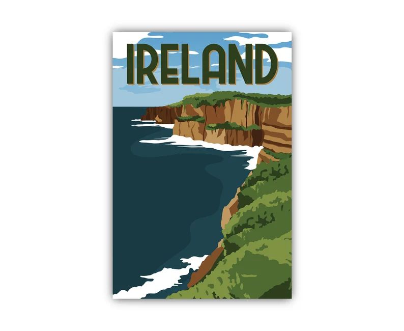 Retro Style Travel Poster Ireland Vintage Rustic Poster | Etsy | Etsy (US)