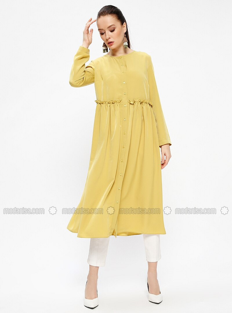 Vert - Jaune - Col rond - Tunique - Fashion Light | Modanisa FR