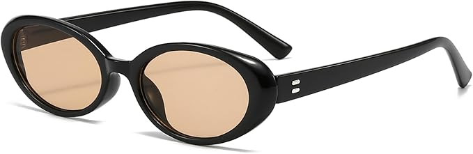 Retro Oval Sunglasses for Women Men Fashion Small Oval Sunglasses 90s Vintage Shades | Amazon (US)