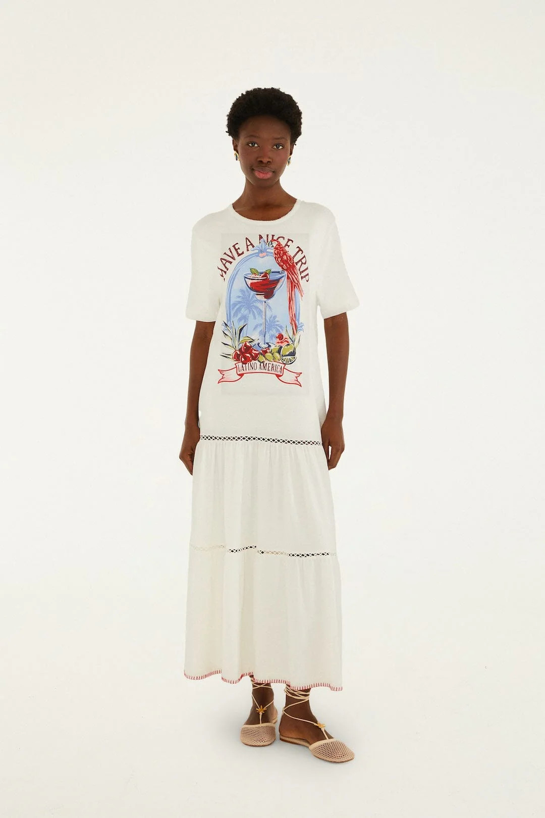 Have A Nice Trip Maxi Dress, OFF-WHITE / XL | FarmRio (US)