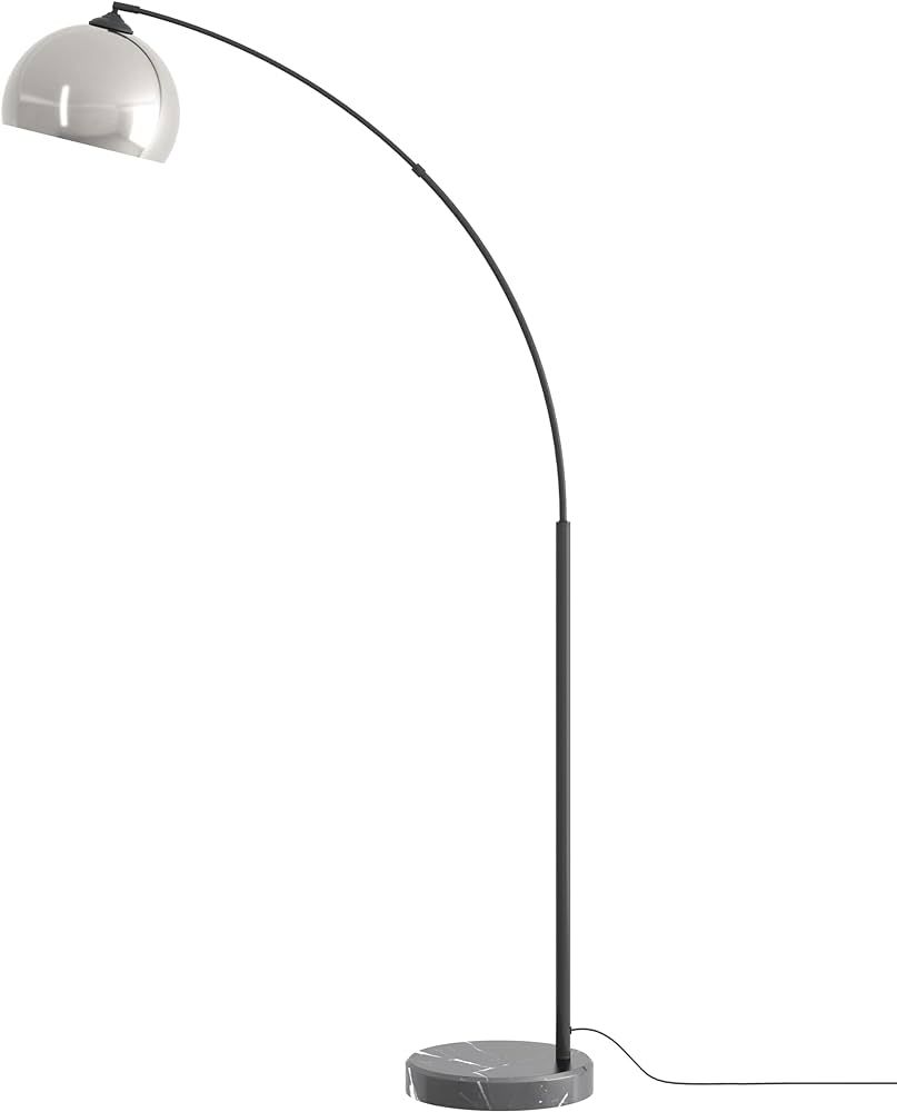 GETINLIGHT 66" Modern Brushed Nickel Arc Floor Lamp with Inner White Metal Shade and Black Marble... | Amazon (US)