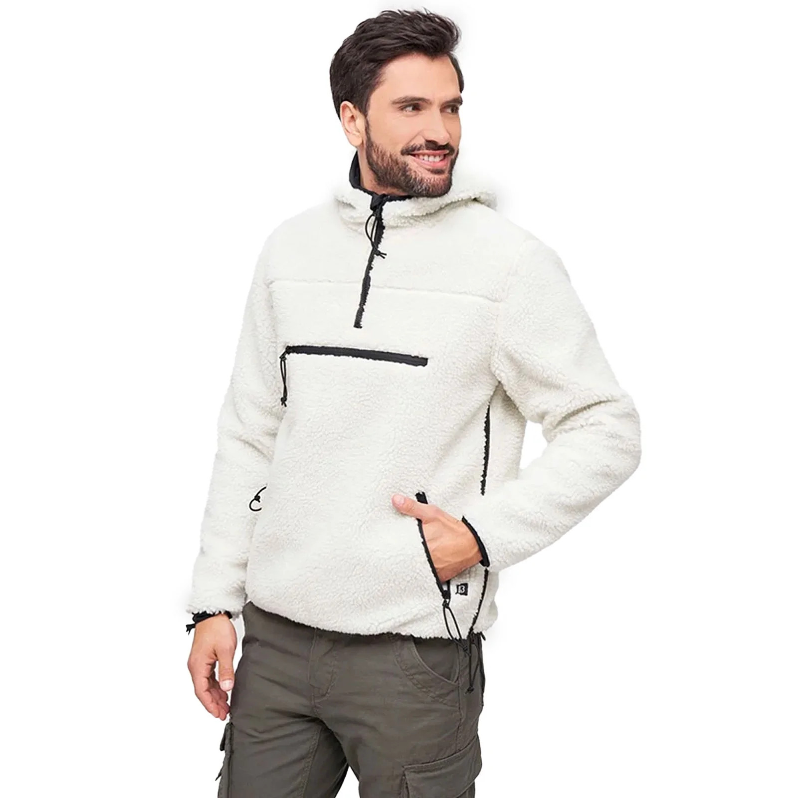 BRANDIT INDIVIDUAL WEAR Adult Male Hooded Fleece Quarter Zip Pullover, Color: White, Size: L | Walmart (US)