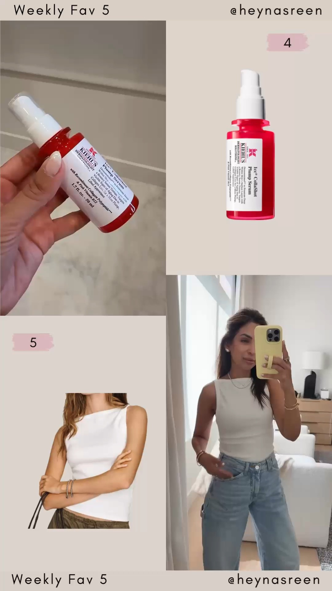 Fav 5: 
#4: Kiehl’s serum 
#5: Anthropologie tank