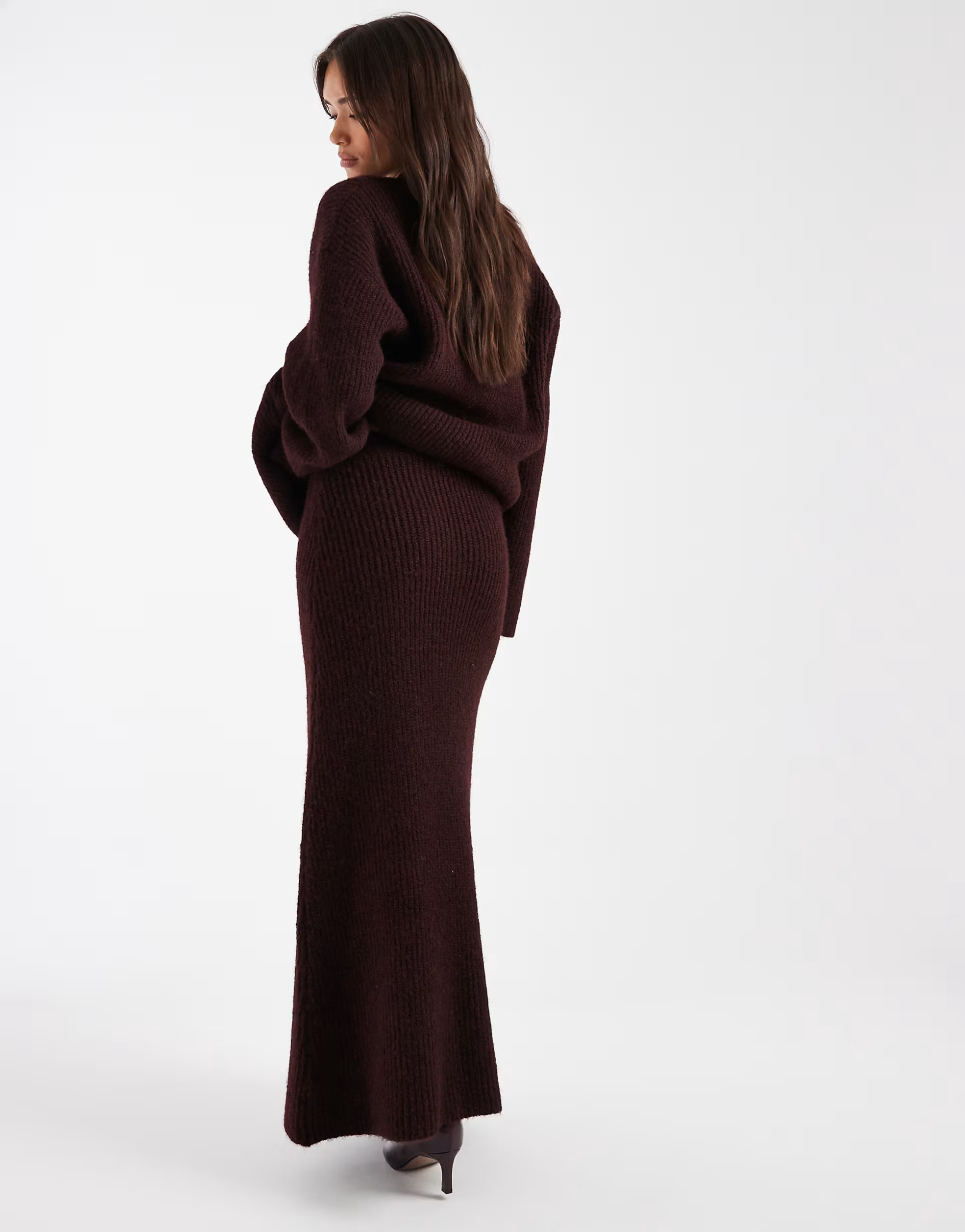 4th & Reckless wool feel knit flared maxi skirt co-ord in plum | ASOS | ASOS (Global)