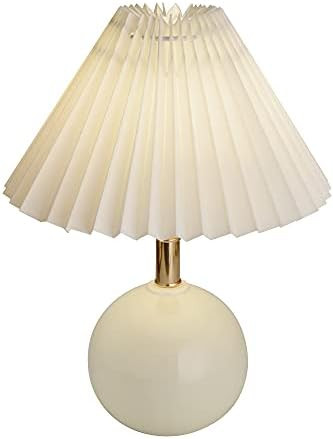Round Ceramic Table Lamp and White Shade Creamy-White Base for Living Room Bedroom House Bedside ... | Amazon (US)