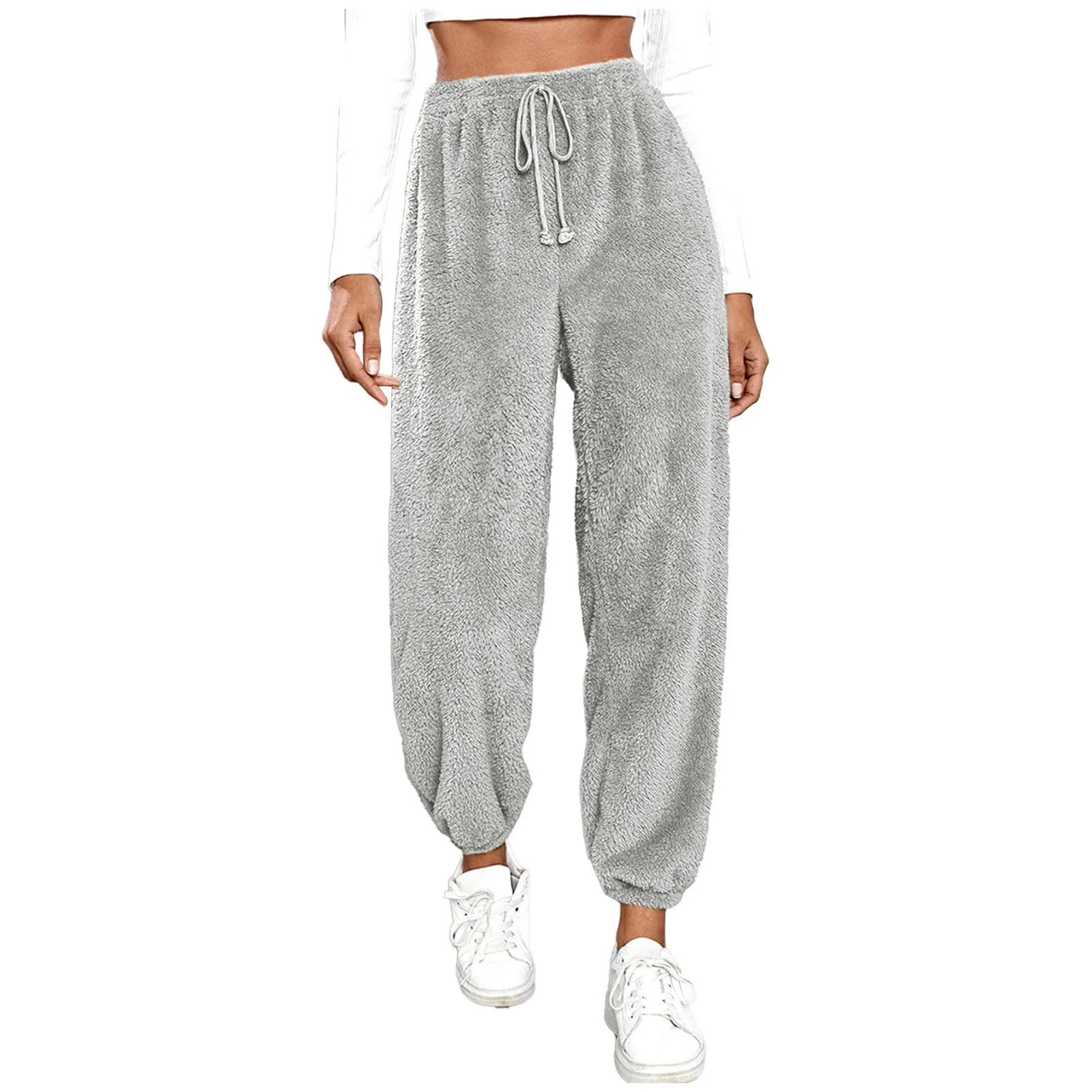 Womens Fleece Sweatpants Winter Warm Elastic Waist Drawstring Cinch Bottom Athletic Jogger Pant C... | Walmart (US)