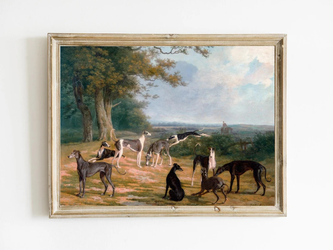 Jacqueslaurent Agasse Nine Greyhounds in a Landscape Printable Italian Greyhound English Manor Ho... | Etsy (US)