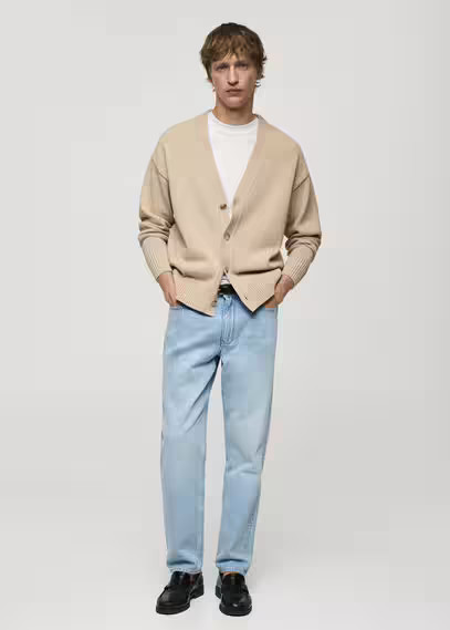 MANGO MAN - Knitted cotton cardigan with buttons light/pastel grey - S - Men | MANGO (US)