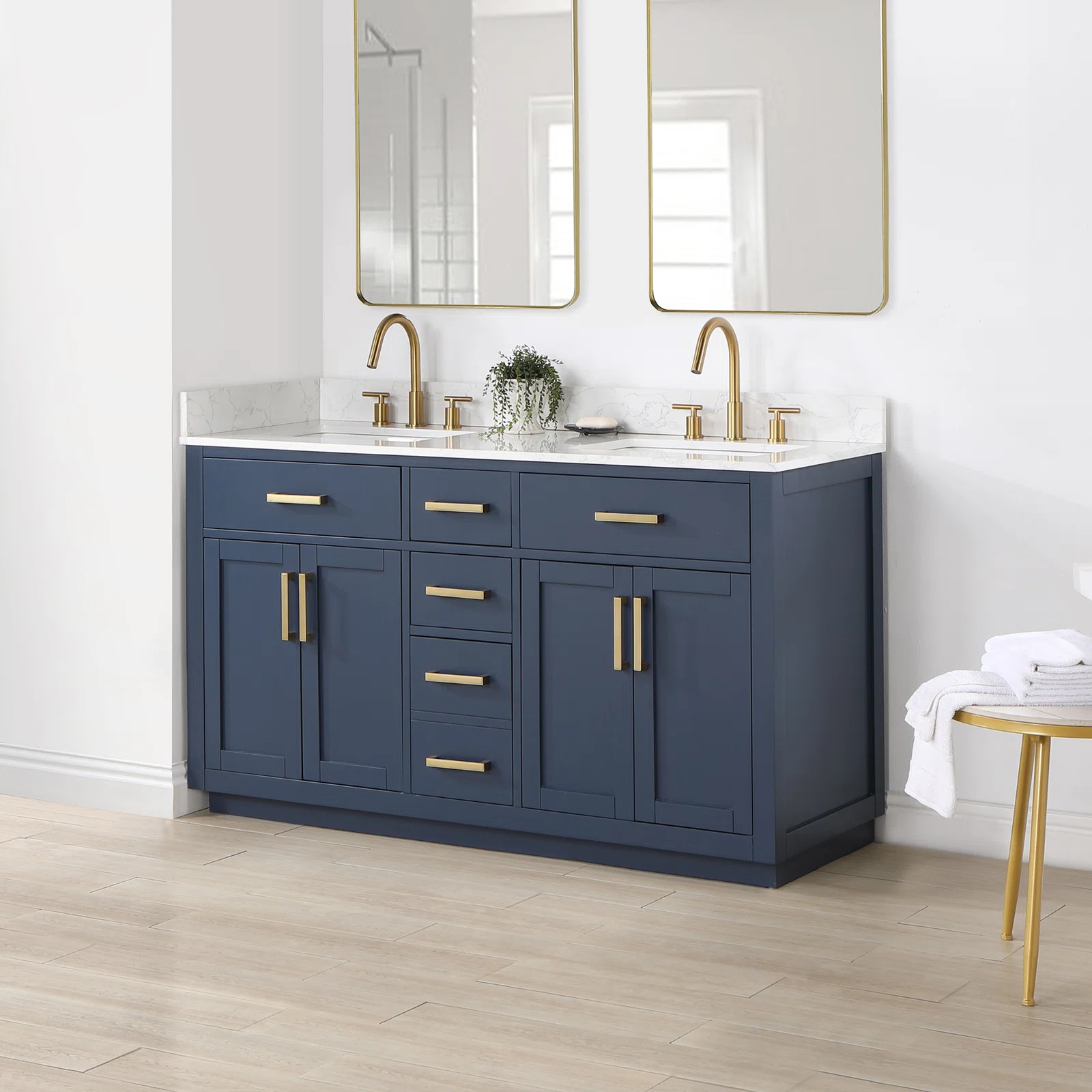 Gavino 60'' Double Bathroom Vanity with Stone Top | Wayfair North America