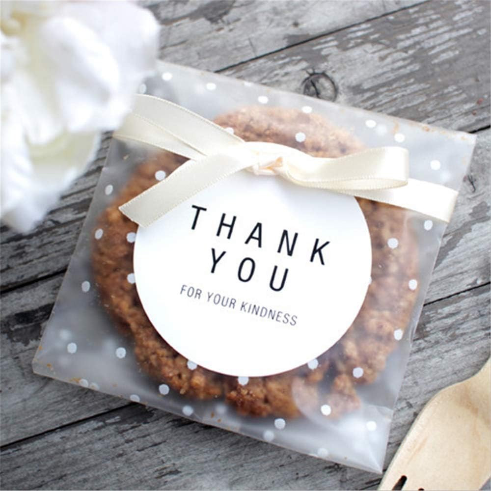 Vasdoo Self Adhesive Treat Bag Cellophane Bag Cookie Bag, White Polka Dot Party Favor Bag for Bak... | Amazon (US)