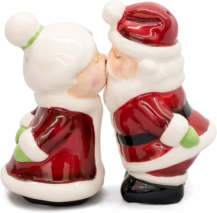 Santa and Mrs Claus Kissing Ceramic Salt and Pepper Shaker Set | Amazon (US)
