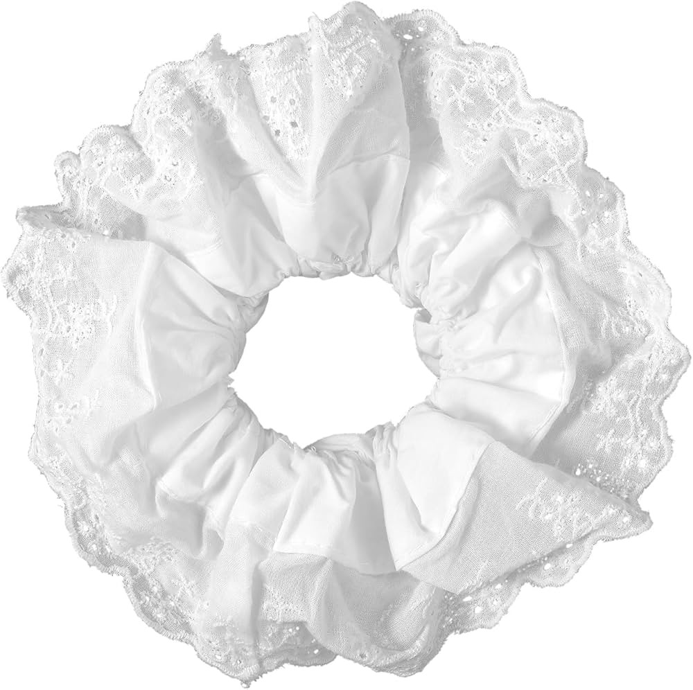 White Scrunchies for Women Large Lace Scrunchies Elastic Hair Ties No Damage Double Layer Hair Ba... | Amazon (US)