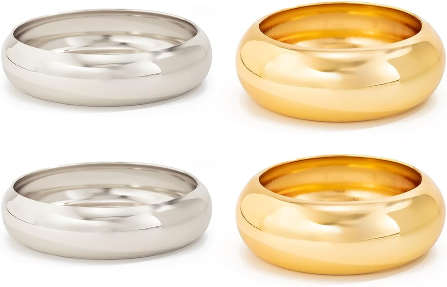 Chunky Gold Bangles Bracelets for Women Trendy Silver Stack Bracelet Minimalist Wide Bangle Jewel... | Amazon (US)