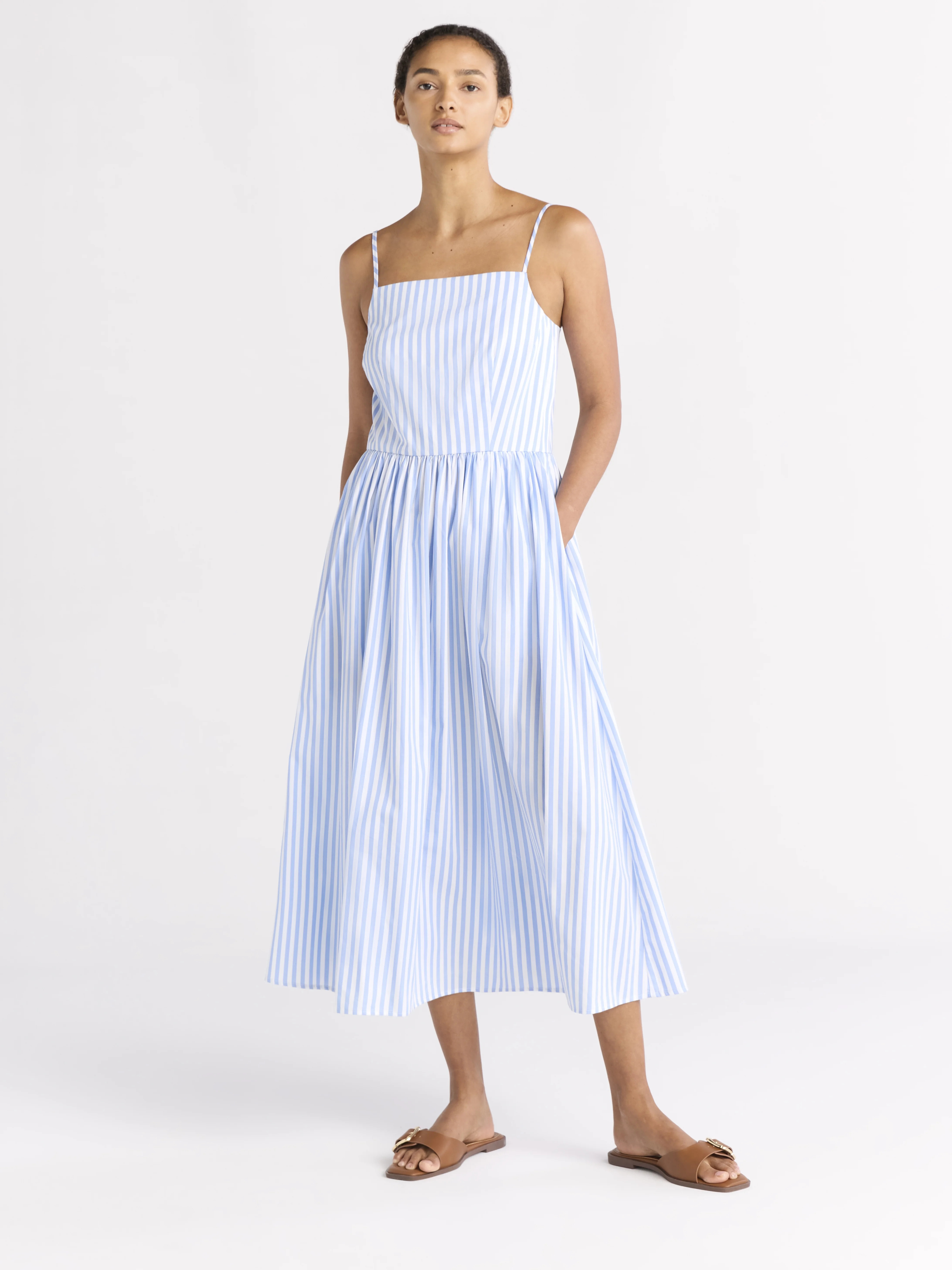 Free Assembly Women's Sleeveless Square Neck Midi Dress, Sizes XS-XXL | Walmart (US)