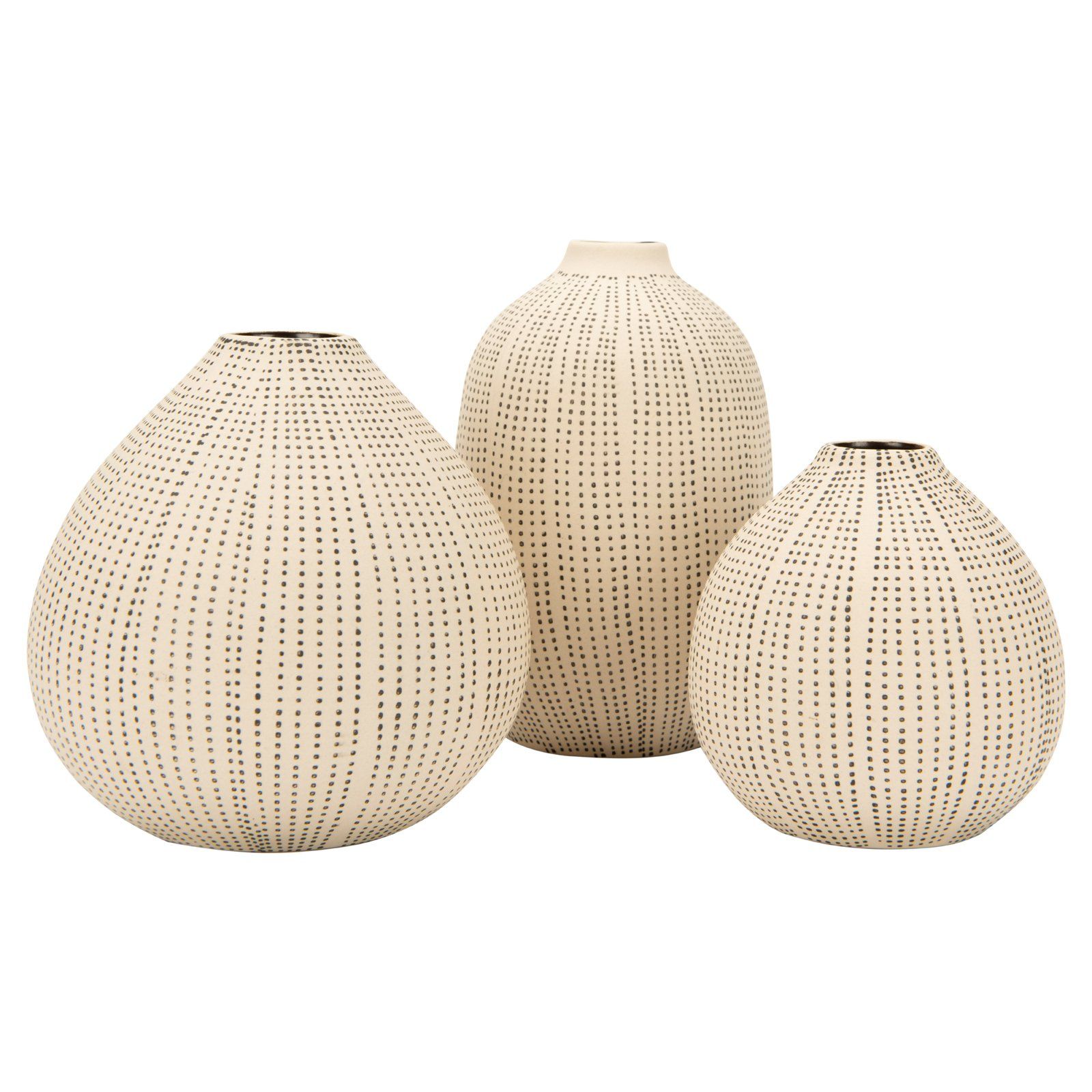 3R Studios White Stoneware Vases with Textured Black Polka Dots - Set of 3 | Walmart (US)