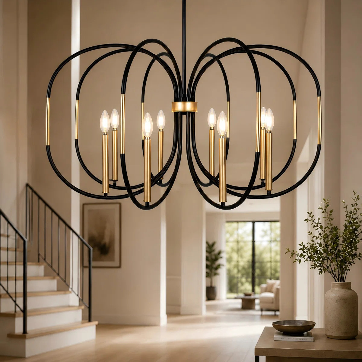Aissa 8-Light Oversized Dimmable Geometric Candle-Style Chandelier | Wayfair North America
