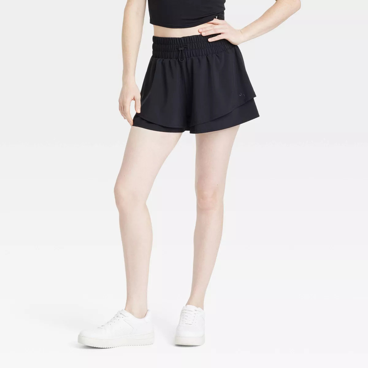 Women's Double Layer Woven Mid-Rise Shorts 2.5" - JoyLab™ Black S: Lightweight, Built-in Brief,... | Target