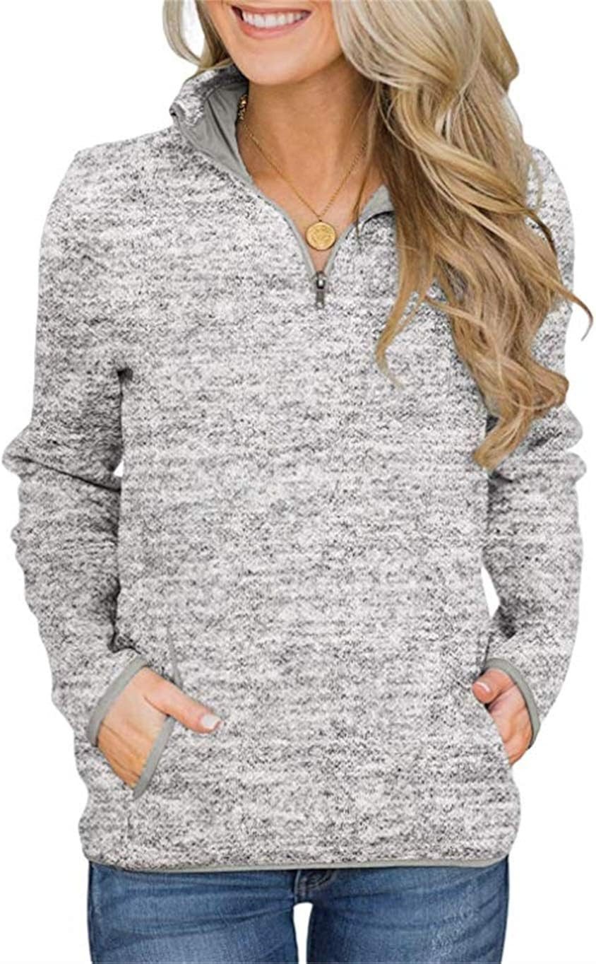 Artfish Women's Women Quarter Zip Casual Pullovers Lightweight Fleece Sweatshirts with Pockets | Amazon (US)