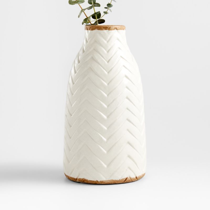 Adra White Chevron Vase + Reviews | Crate & Barrel | Crate & Barrel