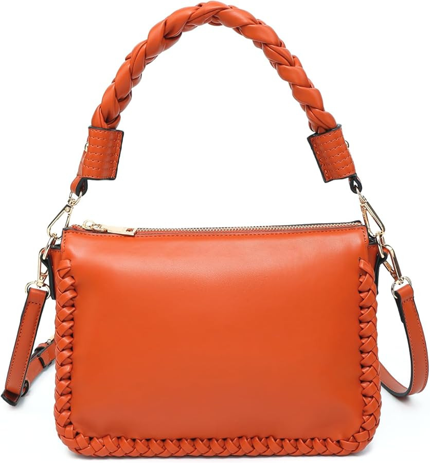 Judith Whipstitch Shoulder Bag for Women Vegan Leather Crossbody Purse Ladies Hobo Handbag with 2... | Amazon (US)