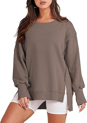 ANRABESS Women's Oversized Sweatshirt Crew Neck Long Sleeve Casual Slit Pullover Top Fall 2024 Te... | Amazon (US)