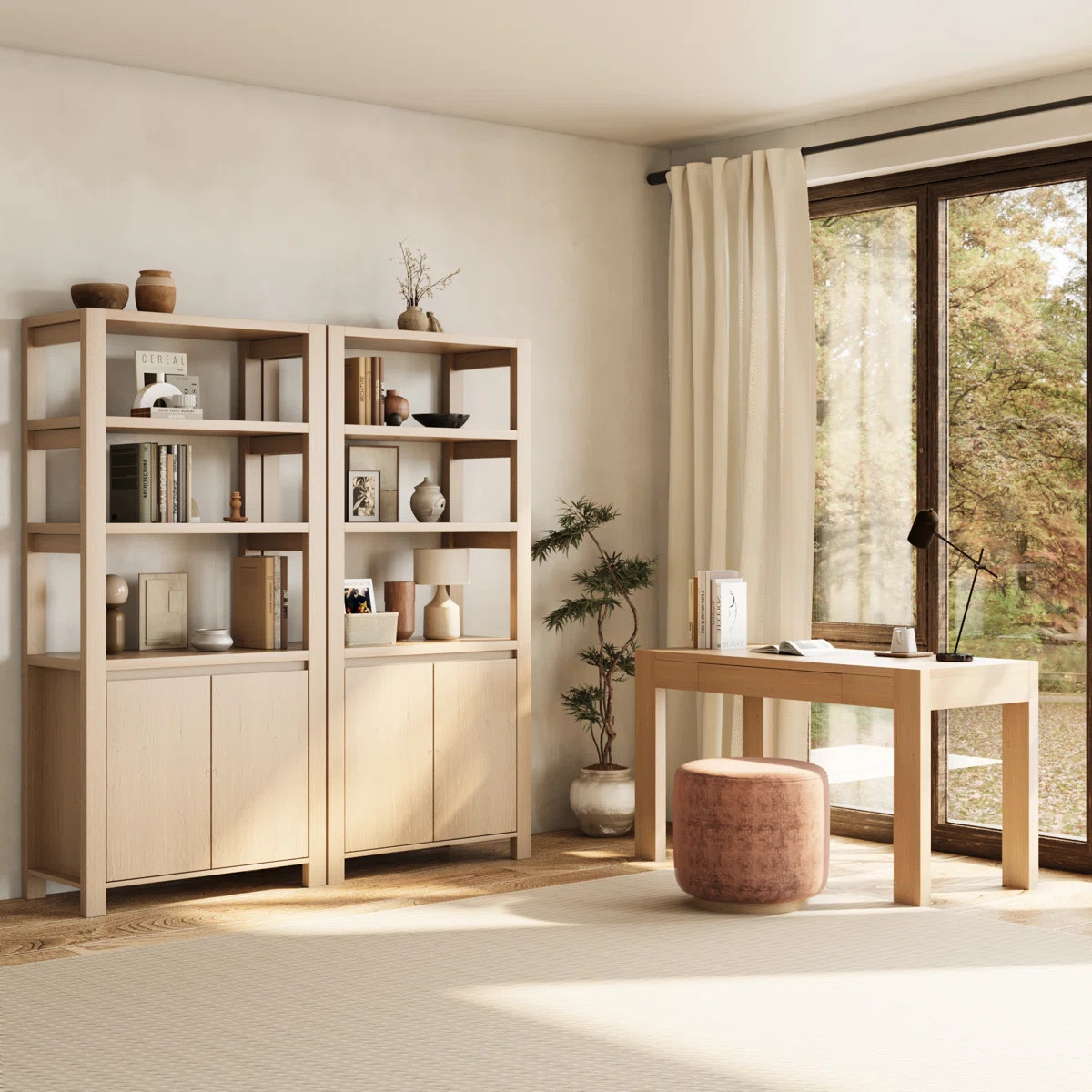 3 Piece Office Set, 47" Writing Desk & Set Of 2 Bookcases | Wayfair North America