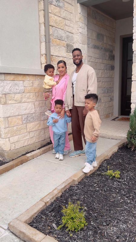 Family Easter outfit inspo with my pink suit that’s $38! Neutral sneakers for boys 