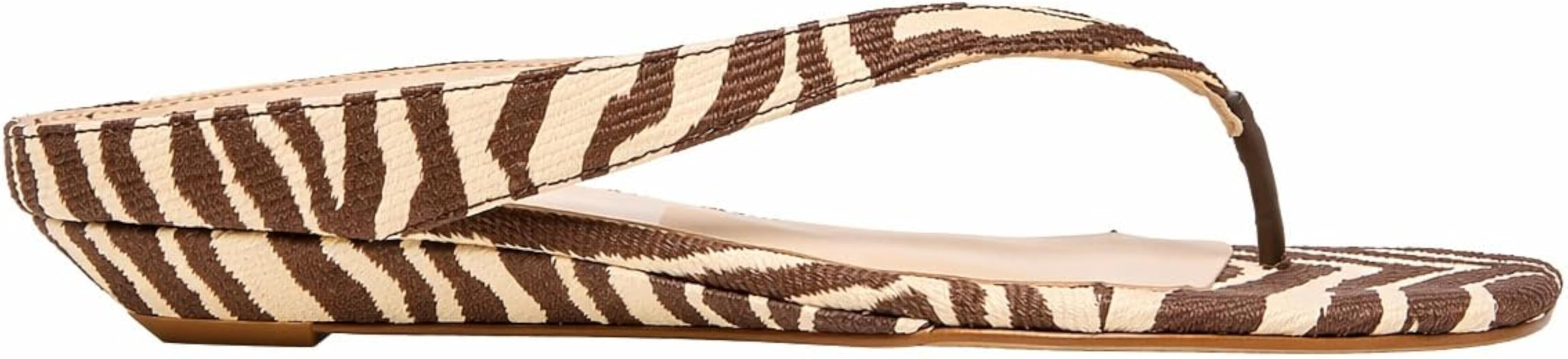 Zebra Wedge Sandals for Women Square Toe Flip Flops Low Wedge Heeled Thong Sandals Slip on Summer... | Amazon (US)