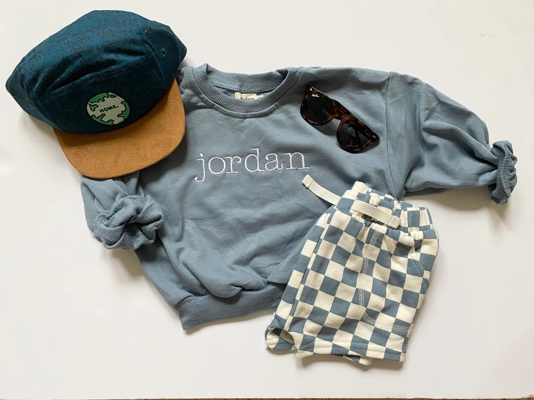 Infant Toddler Personalized Embroidered Name Oversized - Etsy | Etsy (US)