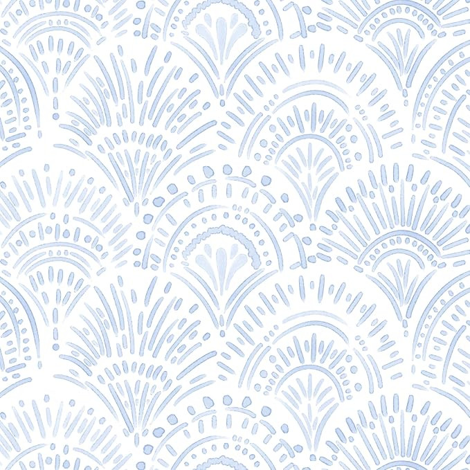 Safiyya Peel and Stick Wallpaper Boho Contact Paper 17.3"x 197" Blue and White Modern Wall Paper ... | Amazon (US)
