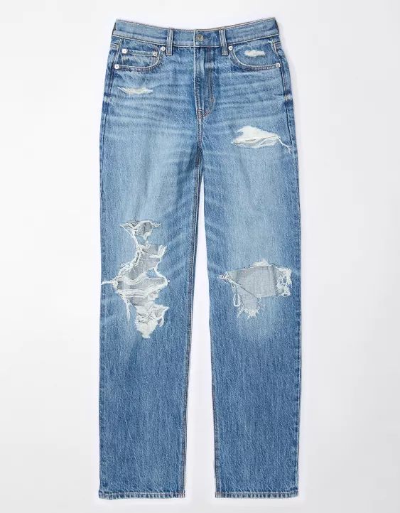 AE Super High-Waisted Baggy Straight Jean | American Eagle Outfitters (US & CA)