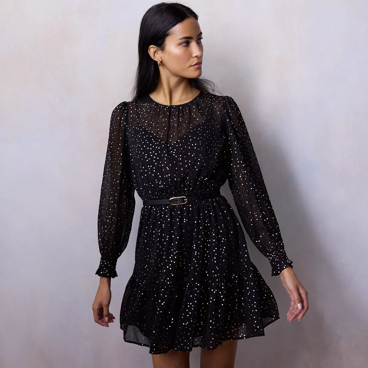 Women's LC Lauren Conrad Pleated Neck Mini Dress | Kohl's