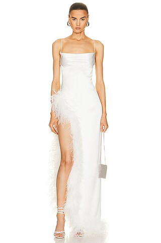 retrofete Priscilla Feather Dress in White | FWRD 