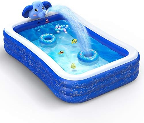 Hamdol Inflatable Pool, Swimming Pools Above Ground Kiddie Pool with Sprinkler, 99" X 72" X 22" F... | Amazon (US)
