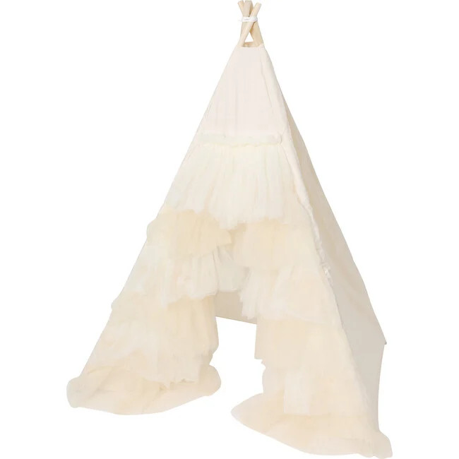 Ivory Ruffle Tulle Play Tent | Maisonette