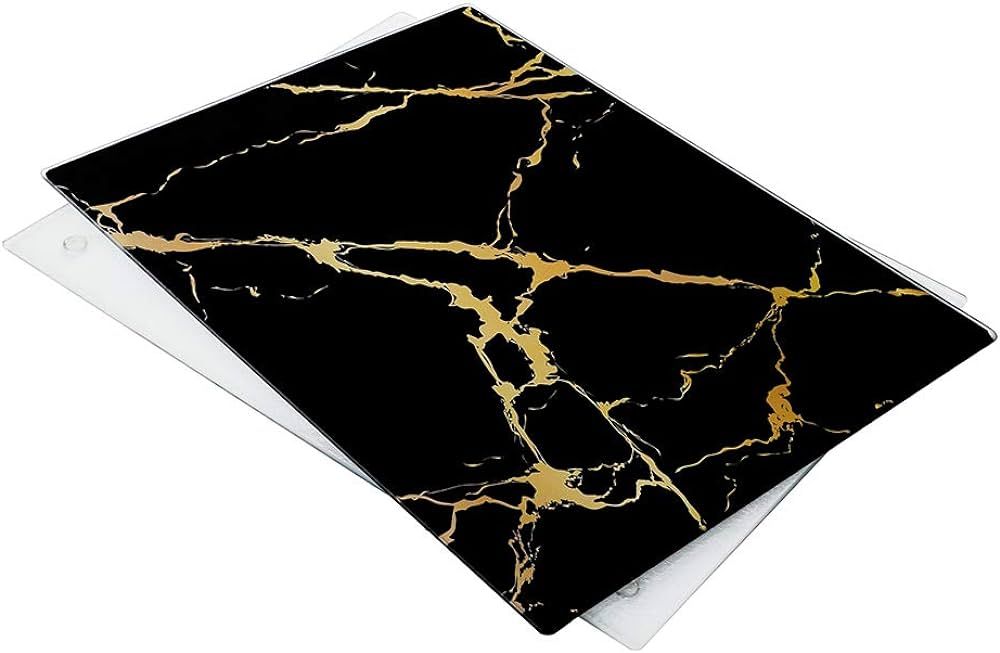 VASUHOME Tempered Glass Cutting Board Set of 2-16x12 inch Marble Pattern Chopping Board for Kitch... | Amazon (US)