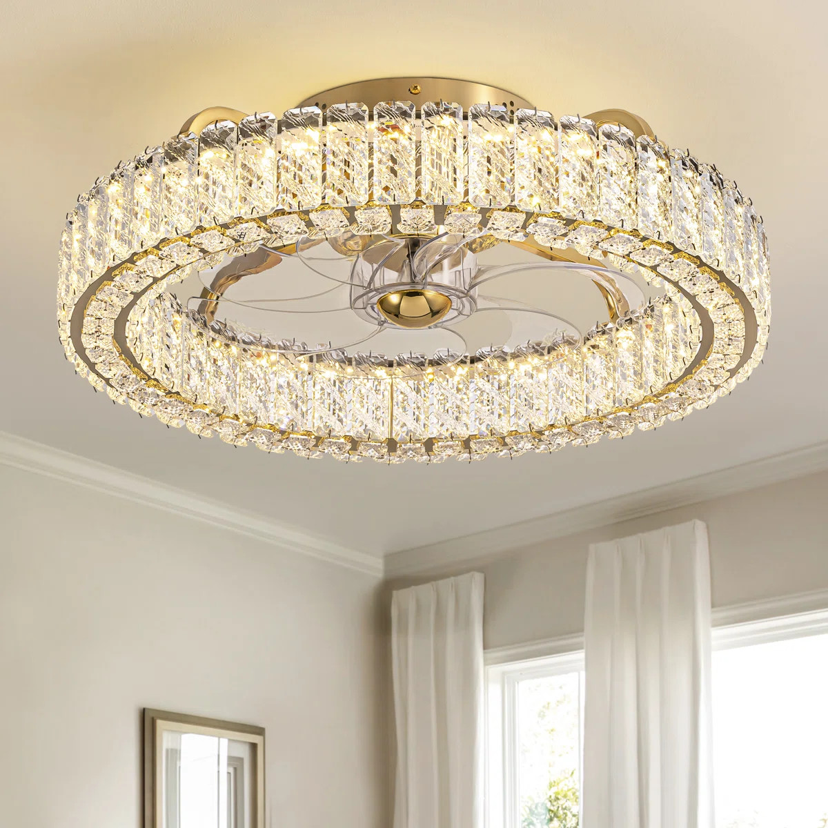 20" Dimmable Crystal Ceiling Fan With LED Light And Remote Control | Wayfair North America