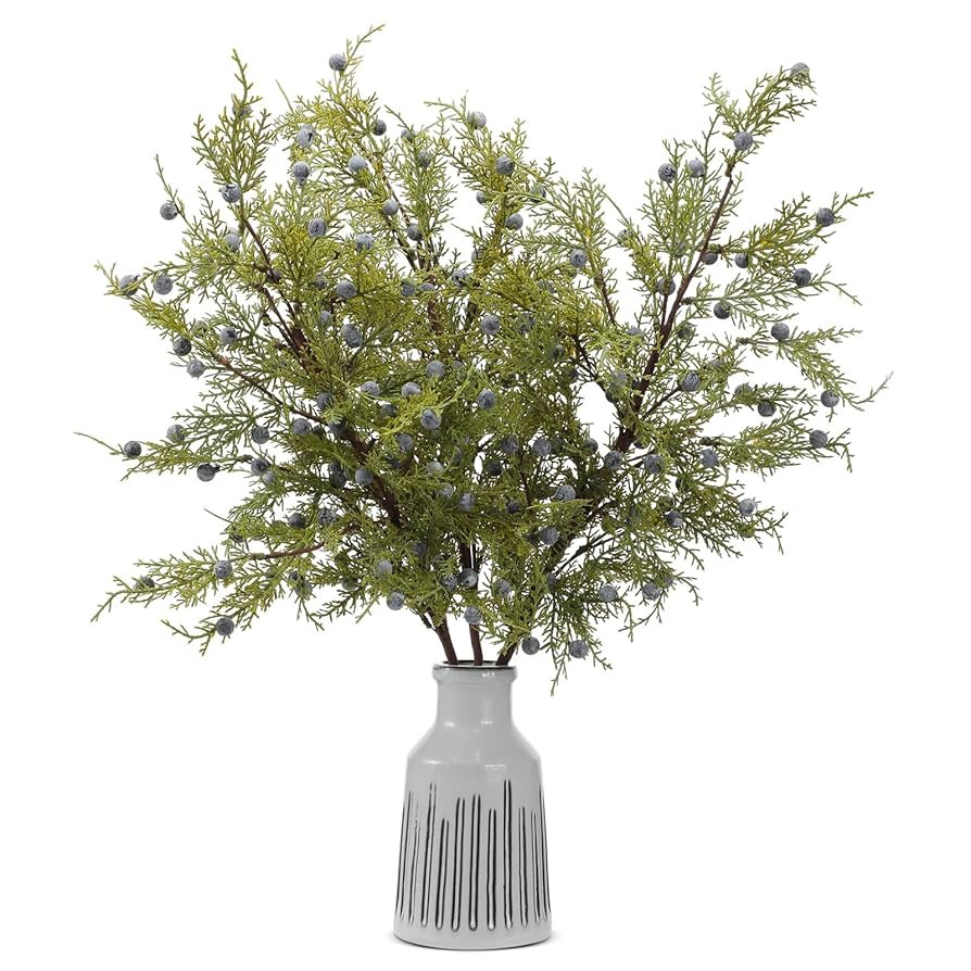 Giegxin 3 Pcs 30 Inch Artificial Juniper Cedar Sprays and Berries Branch Faux Cedar Stems Weather... | Amazon (US)