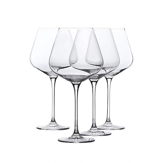 WHOLE HOUSEWARES | Wine Glasses Set of 4 | Hand Blown Italian Style Crystal Clear Glass with Stem... | Amazon (US)