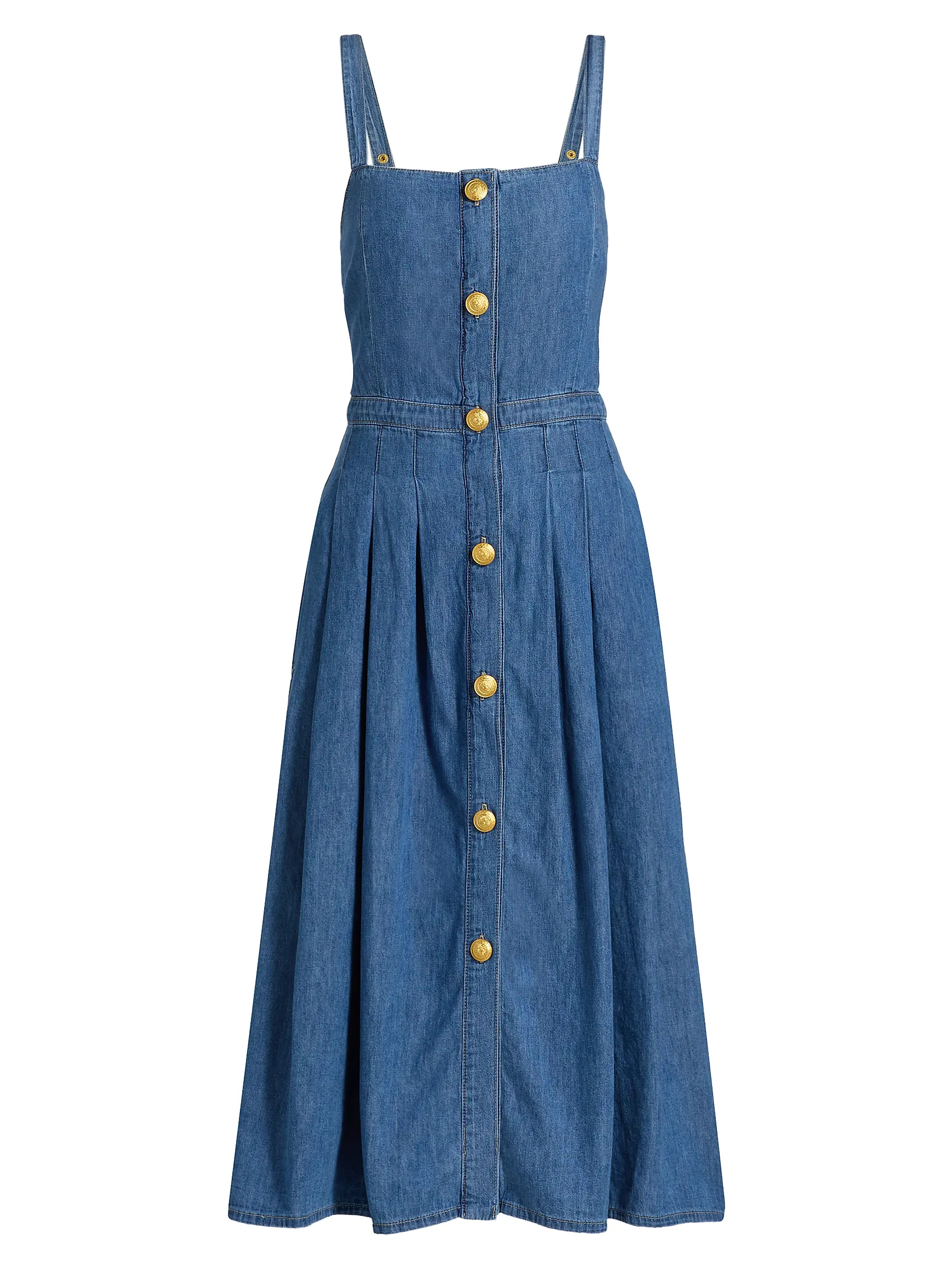 Esmeralda Denim Pinafore Midi-Dress | Saks Fifth Avenue