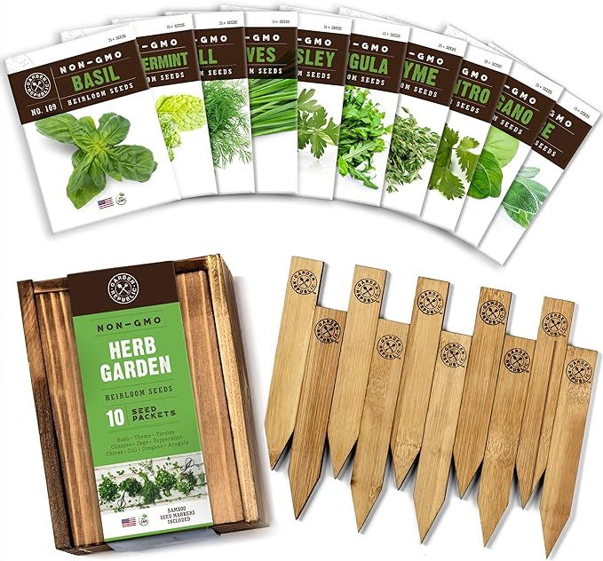 Herb Garden Seeds for Planting - 10 Culinary Herb Seed Packets Kit, Non GMO Heirloom Seeds, Plant... | Amazon (US)