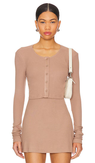 Lumi Cropped Cardigan in Fresco Brown | Revolve Clothing (Global)