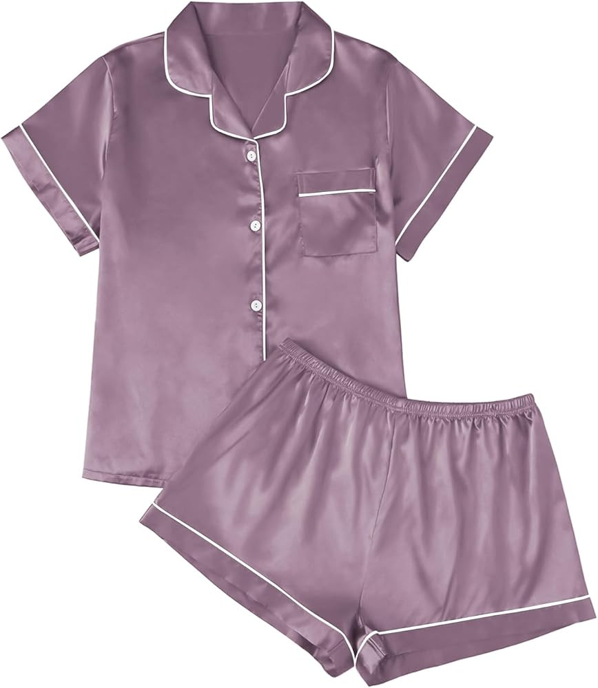 LILLUSORY Silk Satin Pajama Set for Women 2 Piece Lounge Pjs Winter Matching Summer Sleepwear But... | Amazon (US)