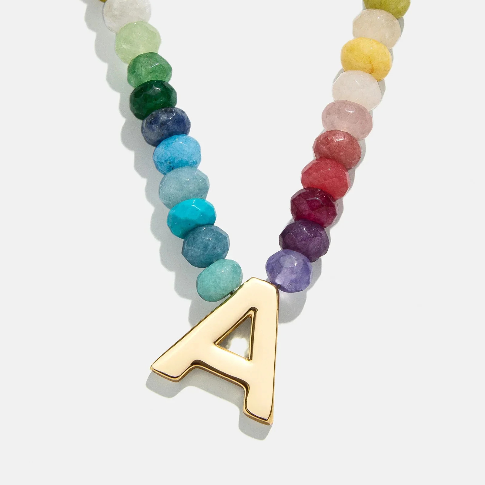 Semi-Precious Block Initial Necklace - Multi | BaubleBar