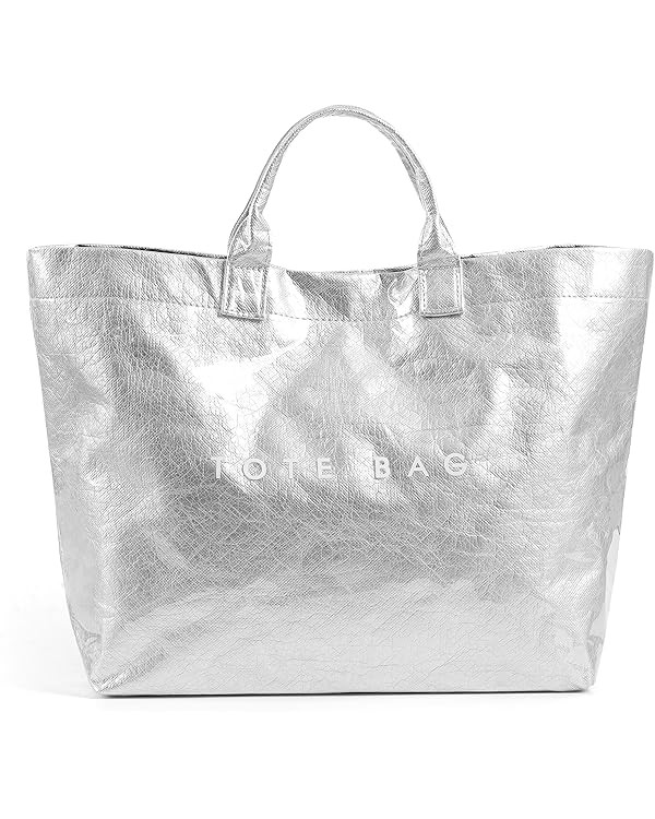 Lushandy PVC Tote Bag Women's Letters Print Large Kraft Paper Carry All Bag Top Handle Clear Hobo... | Amazon (US)